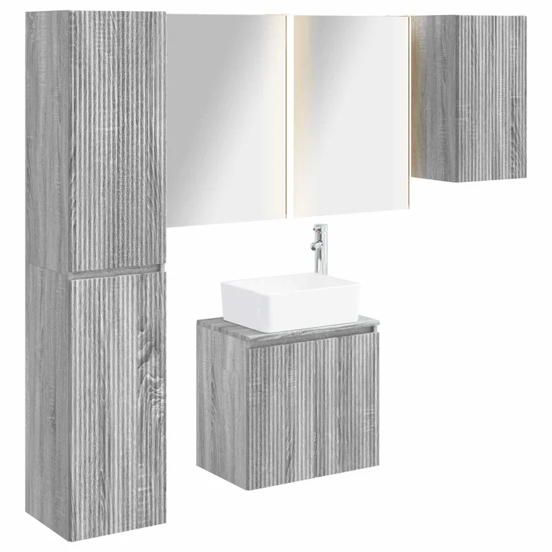 Vonios spintos komplektas 5 pcs Pilka Sonoma 53 x 15,5 x 70 cm
