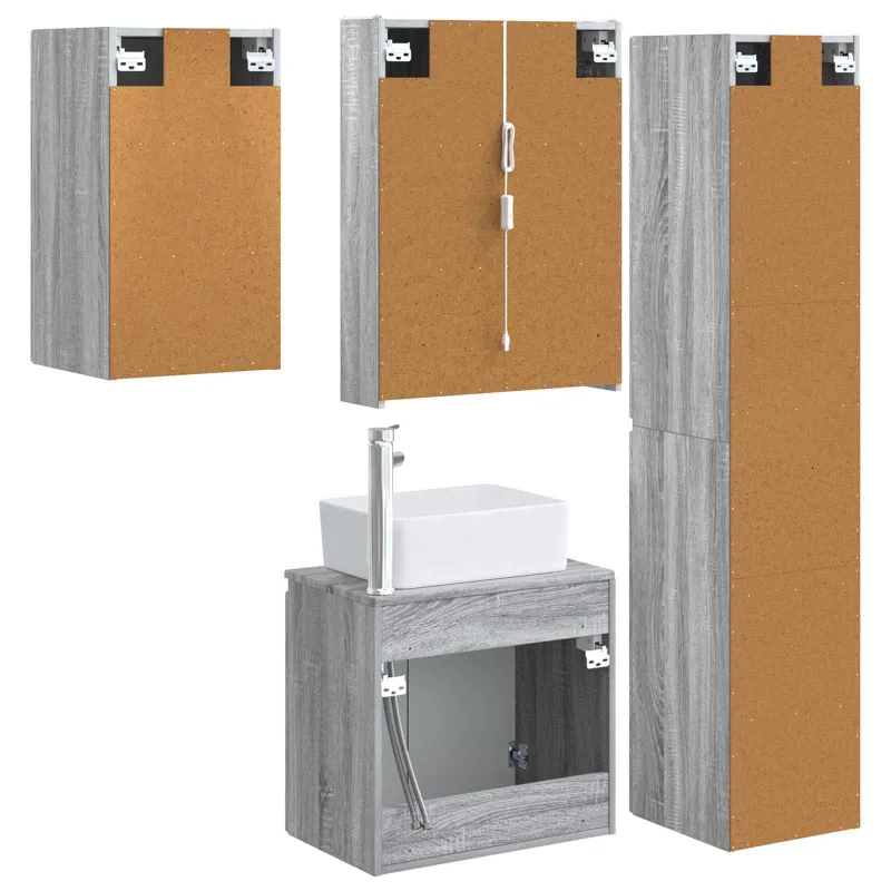 Vonios spintos komplektas 5 pcs Pilka Sonoma 53 x 15,5 x 70 cm