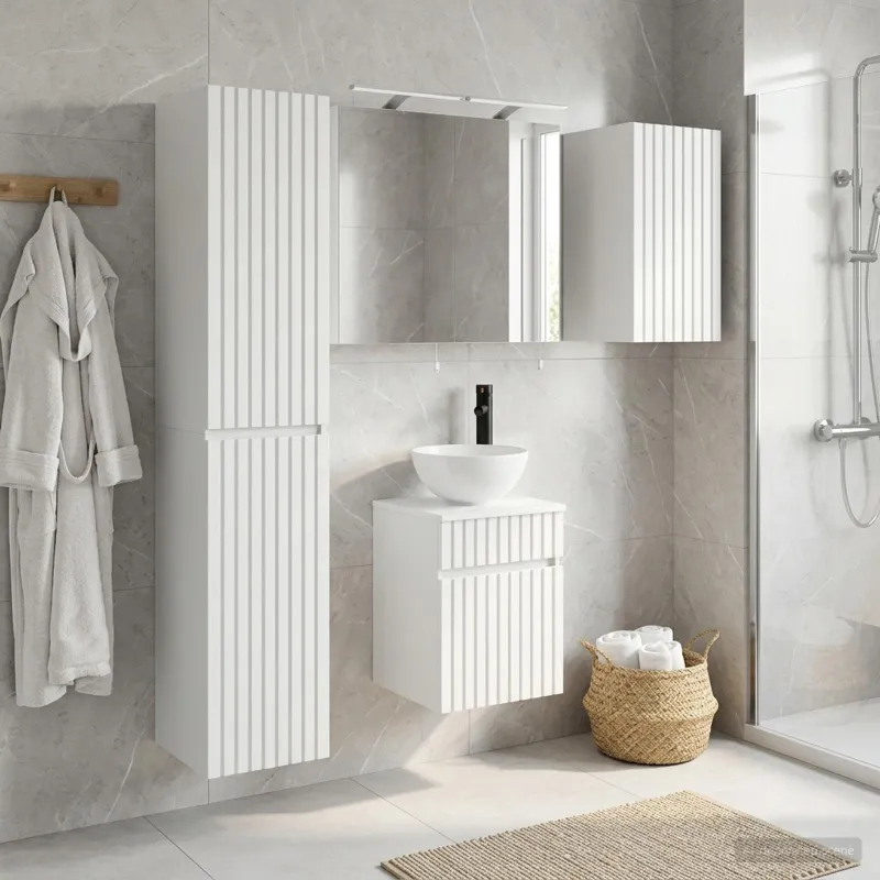 Vonios spintos komplektas 5 pcs Balta 40 x 10,5 x 60,5 cm