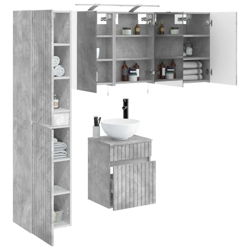 Vonios spintos komplektas 5 pcs Betono pilka