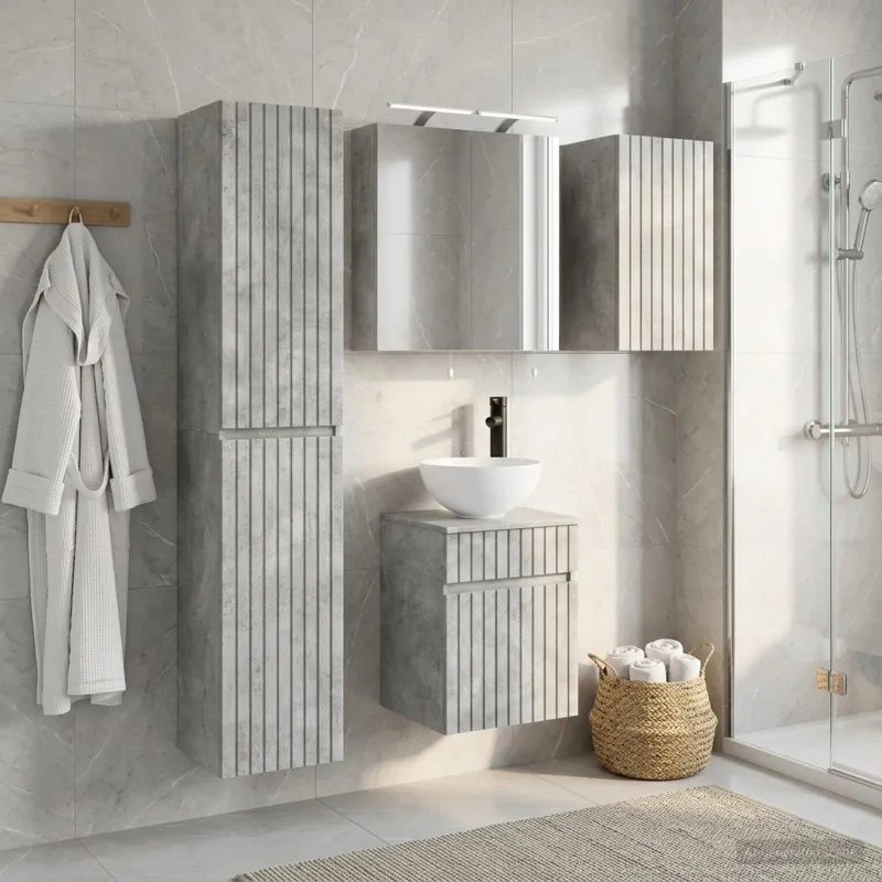Vonios spintos komplektas 5 pcs Betono pilka