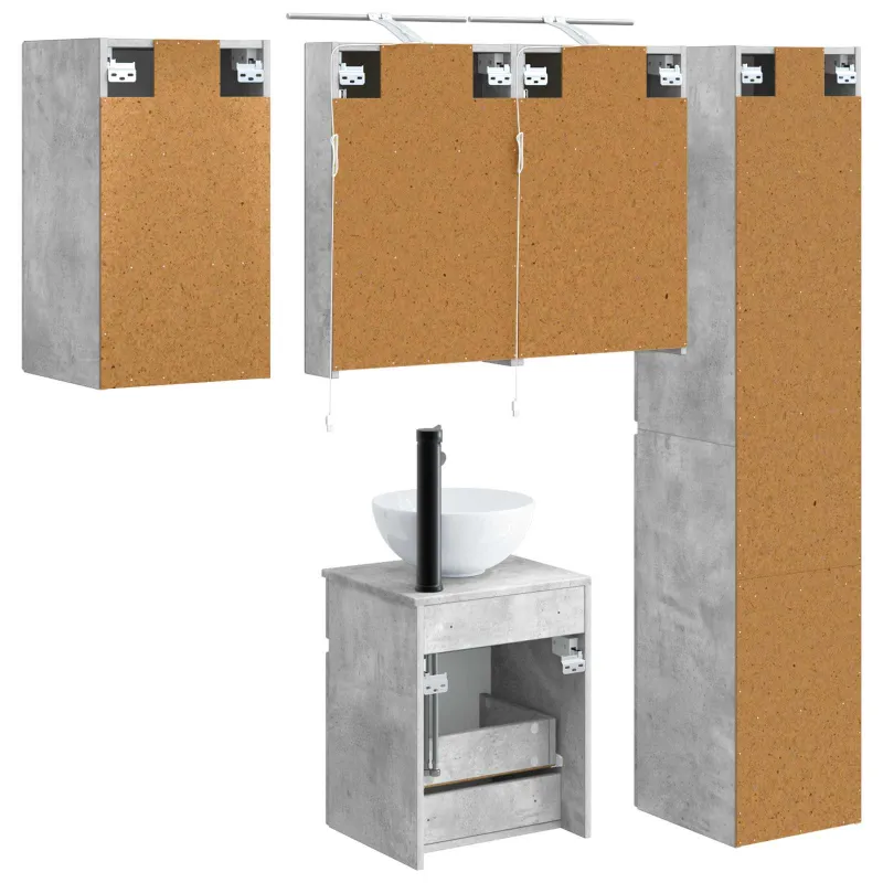 Vonios spintos komplektas 5 pcs Betono pilka
