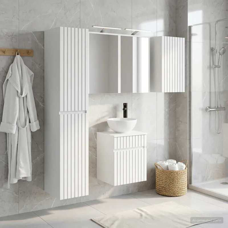 Vonios spintos komplektas 5 pcs Balta 43 x 16 x 62,5 cm