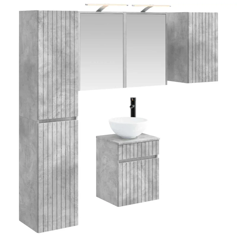 Vonios spintos komplektas 5 pcs Betono pilka 43 x 16 x 62,5 cm