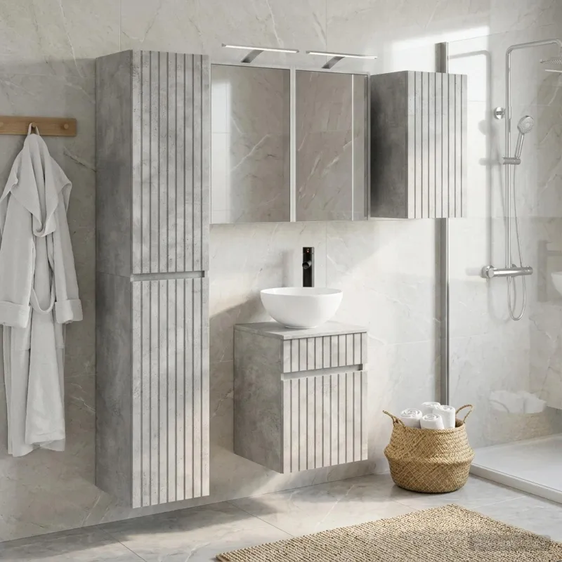 Vonios spintos komplektas 5 pcs Betono pilka 43 x 16 x 62,5 cm