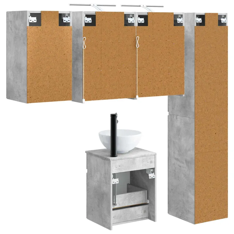 Vonios spintos komplektas 5 pcs Betono pilka 43 x 16 x 62,5 cm