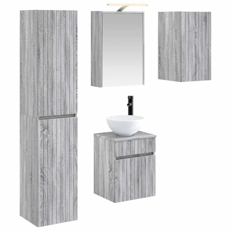 Vonios spintos komplektas 5 pcs Pilka Sonoma 43 x 16 x 62,5 cm