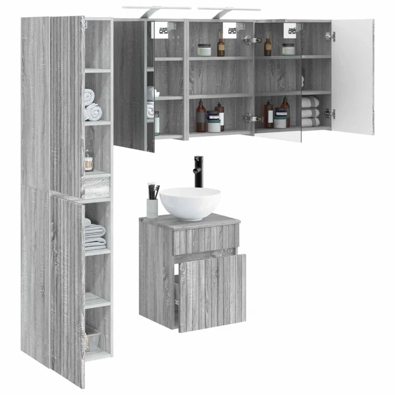 Vonios spintos komplektas 5 pcs Pilka Sonoma 43 x 16 x 62,5 cm
