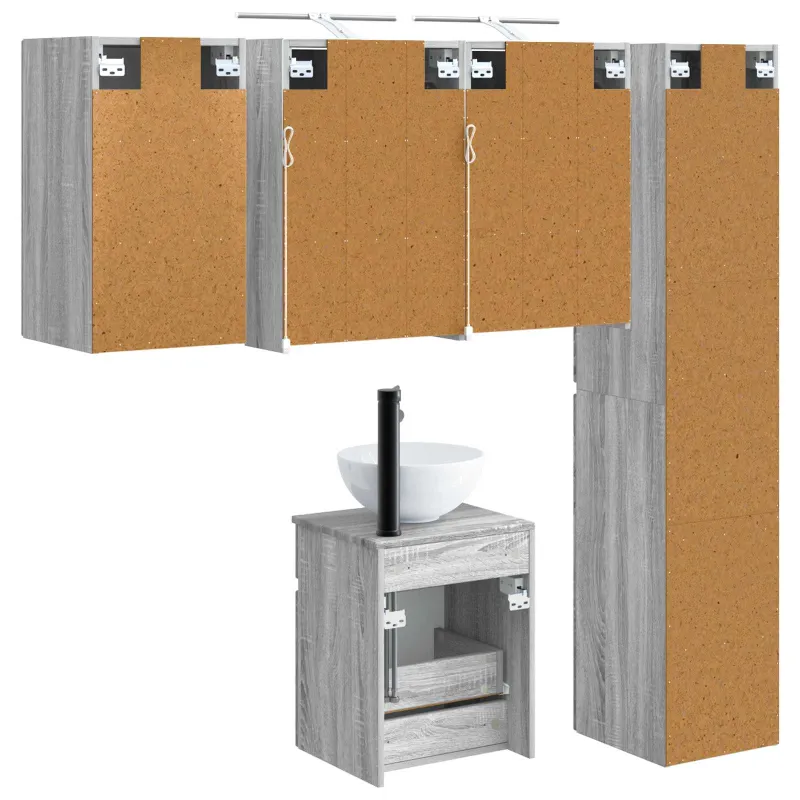 Vonios spintos komplektas 5 pcs Pilka Sonoma 43 x 16 x 62,5 cm
