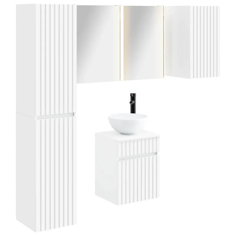 Vonios spintos komplektas 5 pcs Balta 43 x 11,5 x 60,5 cm