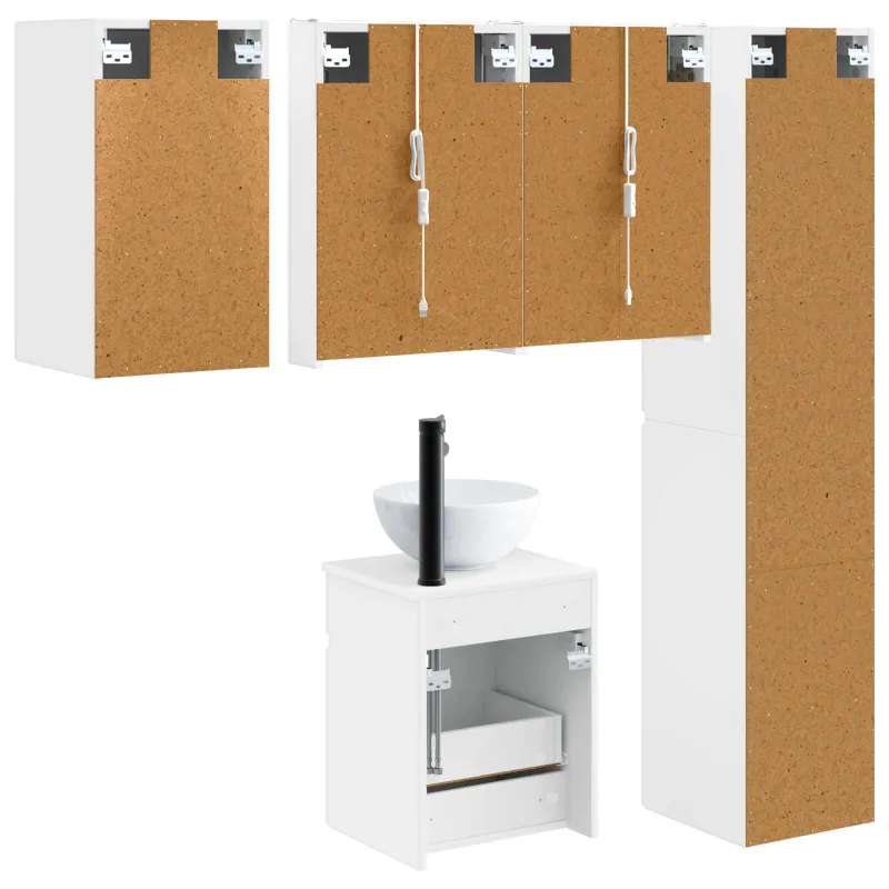 Vonios spintos komplektas 5 pcs Balta 43 x 11,5 x 60,5 cm