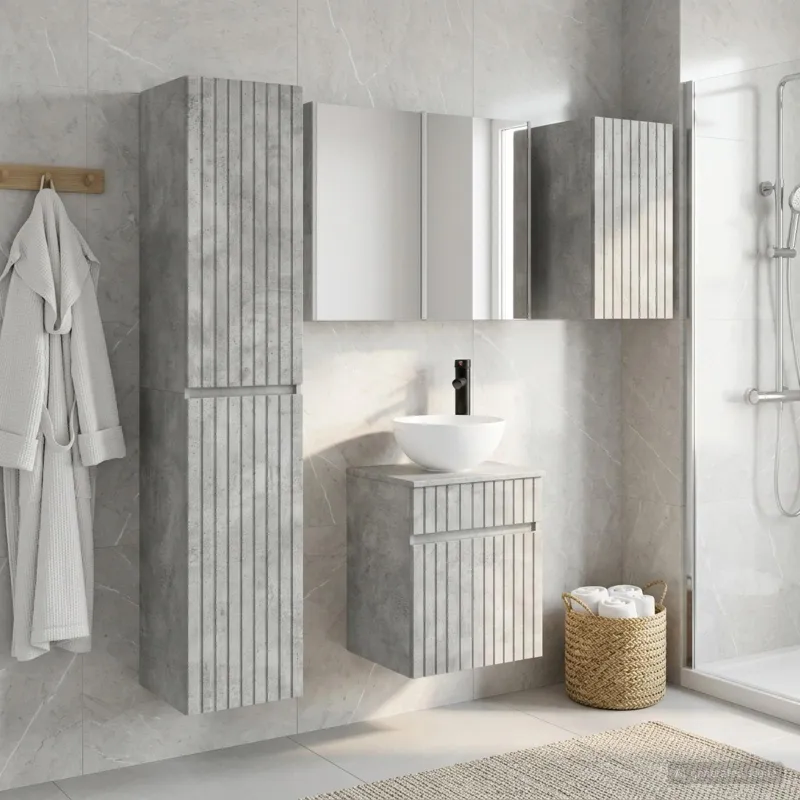 Vonios spintos komplektas 5 pcs Betono pilka