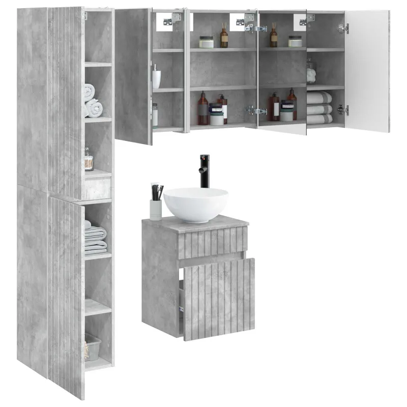 Vonios spintos komplektas 5 pcs Betono pilka