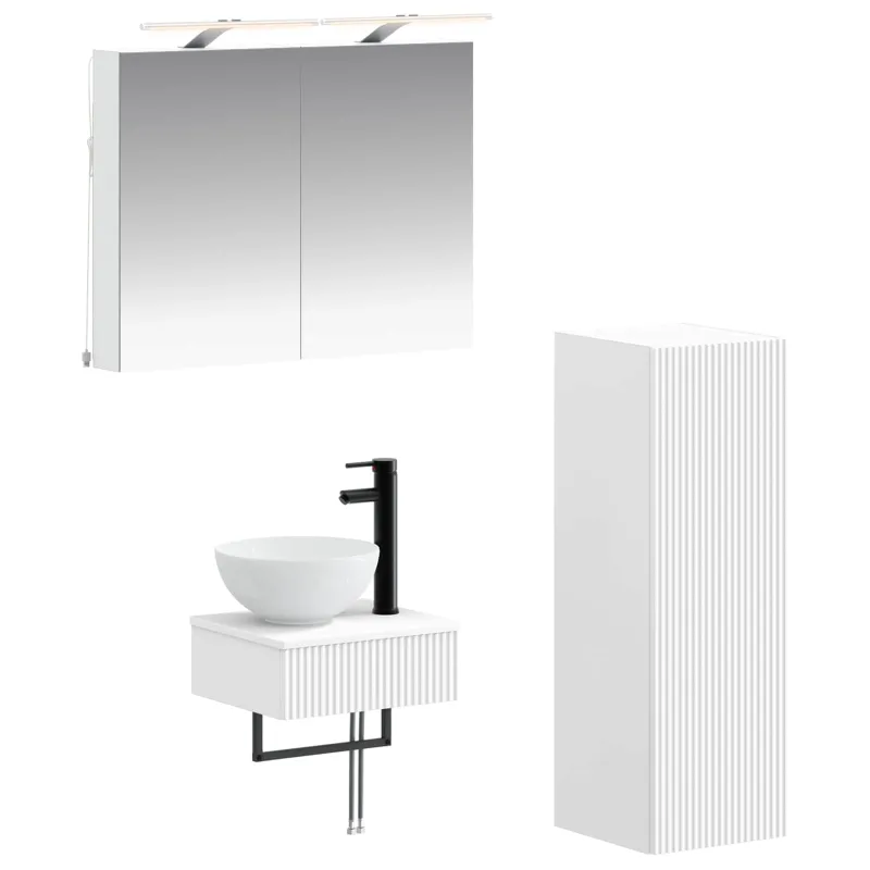 Vonios spintos komplektas 4 pcs Balta 40 x 10,5 x 60,5 cm