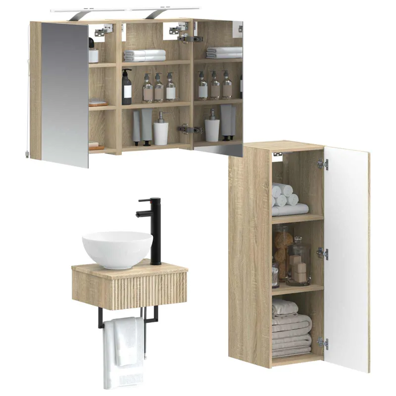 Vonios spintos komplektas 4 pcs Sonoma ąžuolas
