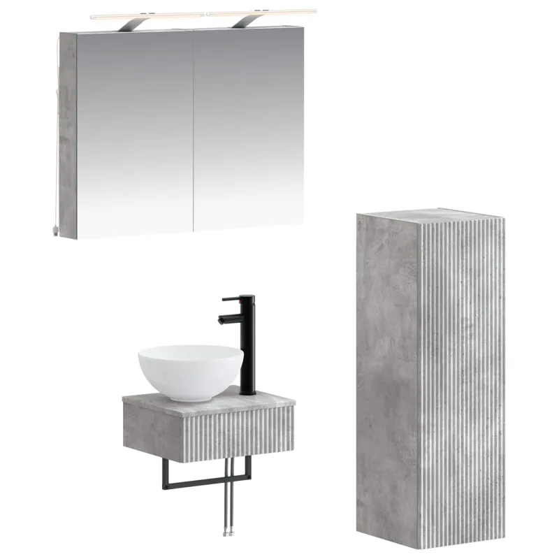 Vonios spintos komplektas 4 pcs Betono pilka