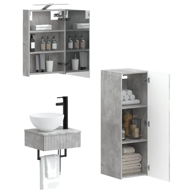 Vonios spintos komplektas 4 pcs Betono pilka
