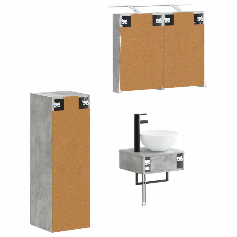 Vonios spintos komplektas 4 pcs Betono pilka