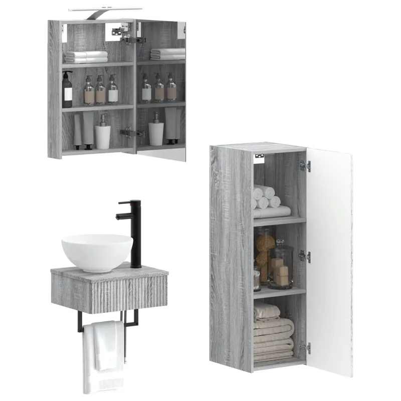 Vonios spintos komplektas 4 pcs Pilka Sonoma