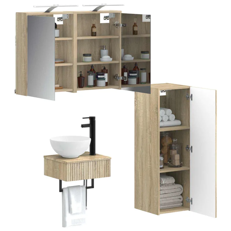 Vonios spintos komplektas 4 pcs Sonoma ąžuolas