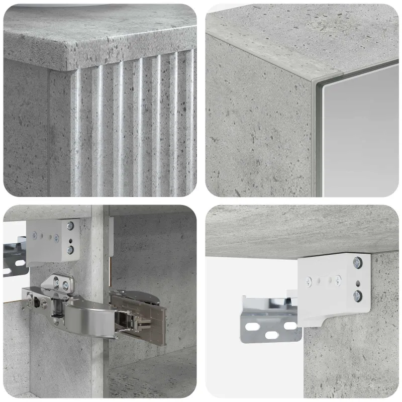 Vonios spintos komplektas 4 pcs Betono pilka 43 x 16 x 62,5 cm
