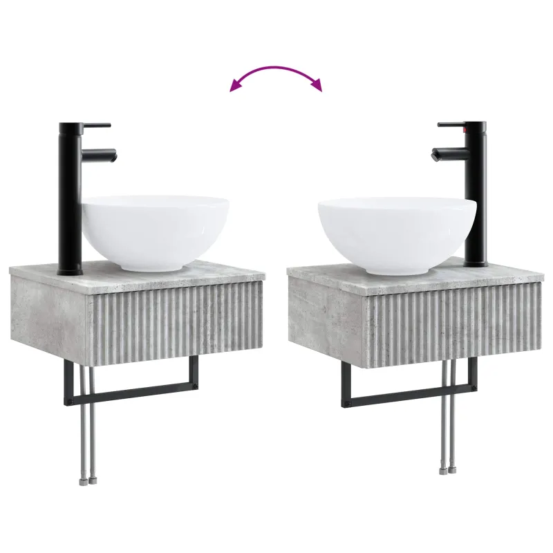 Vonios spintos komplektas 4 pcs Betono pilka 43 x 16 x 62,5 cm