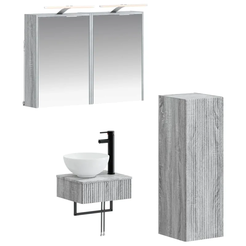 Vonios spintos komplektas 4 pcs Pilka Sonoma 43 x 16 x 62,5 cm
