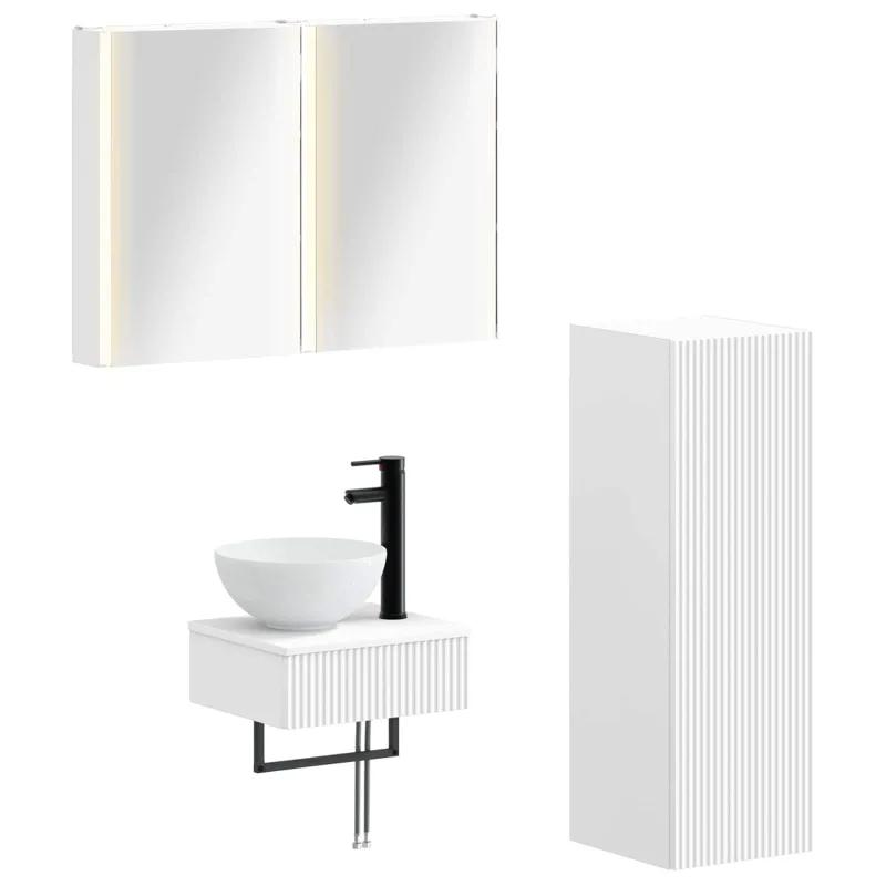 Vonios spintos komplektas 4 pcs Balta 43 x 11,5 x 60,5 cm