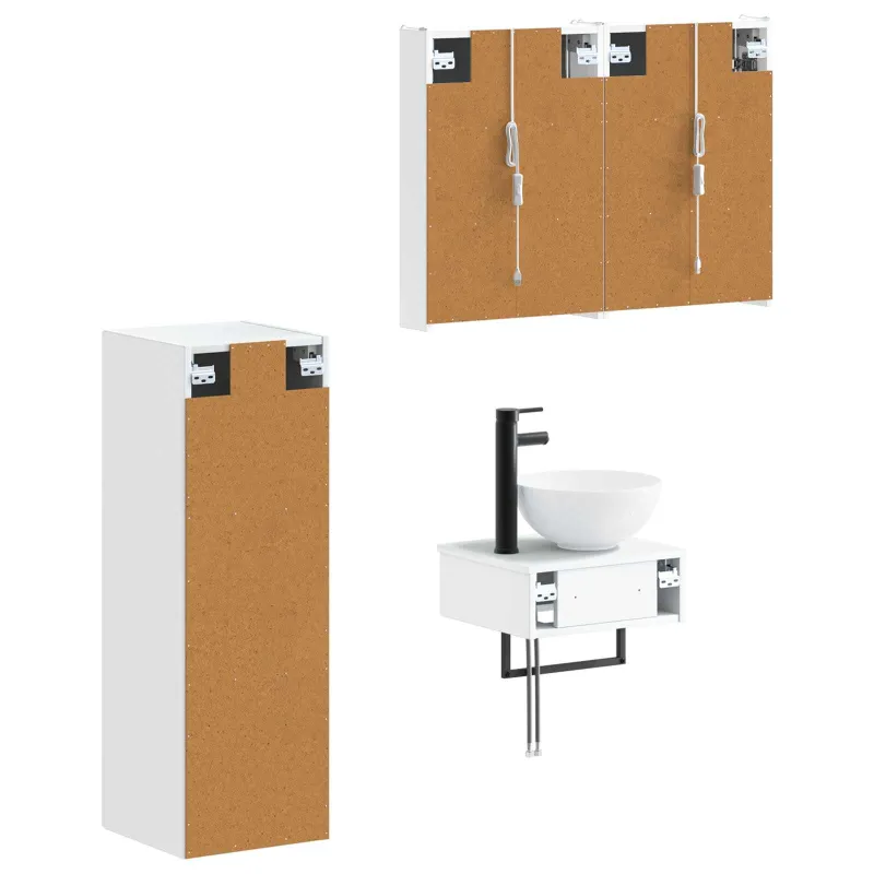 Vonios spintos komplektas 4 pcs Balta 43 x 11,5 x 60,5 cm