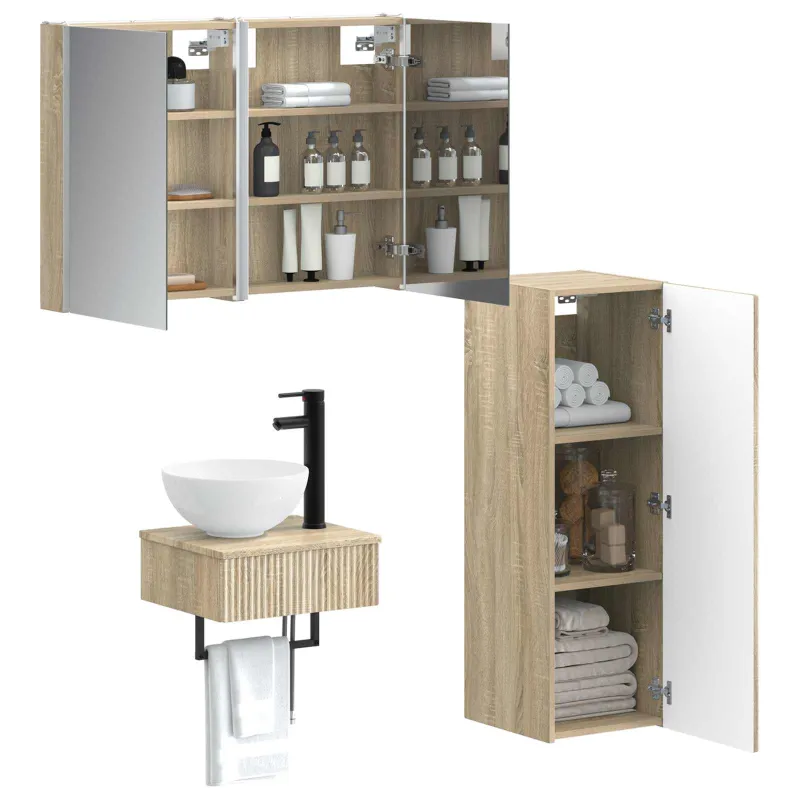 Vonios spintos komplektas 4 pcs Sonoma ąžuolas
