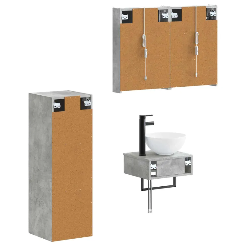 Vonios spintos komplektas 4 pcs Betono pilka