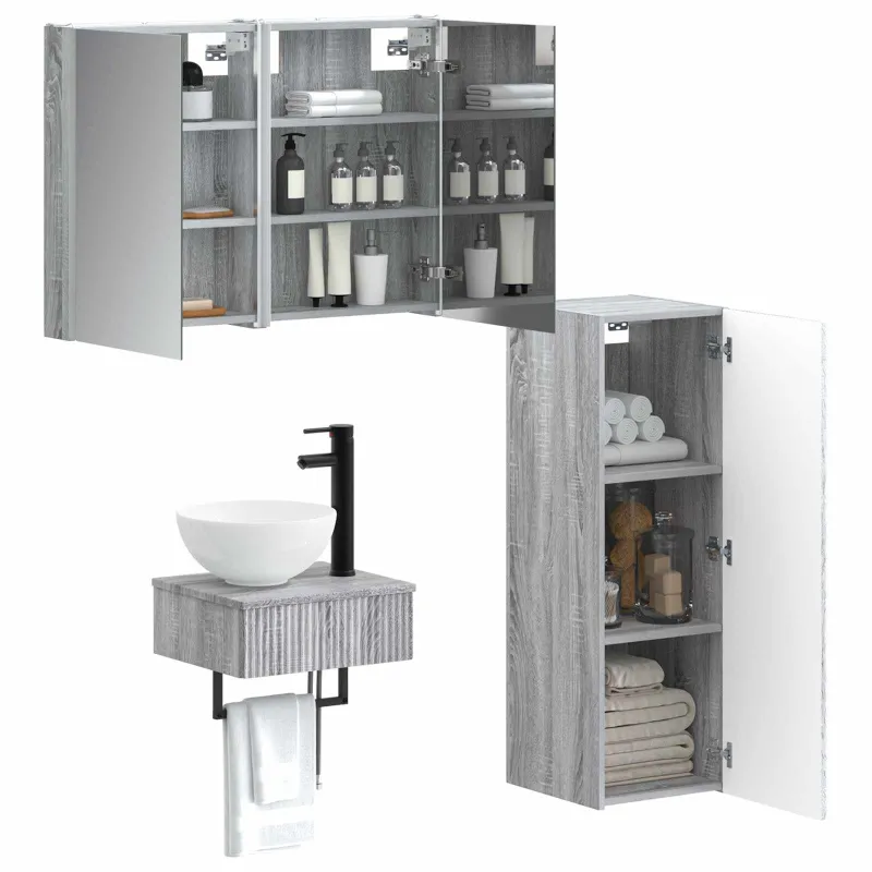 Vonios spintos komplektas 4 pcs Pilka Sonoma
