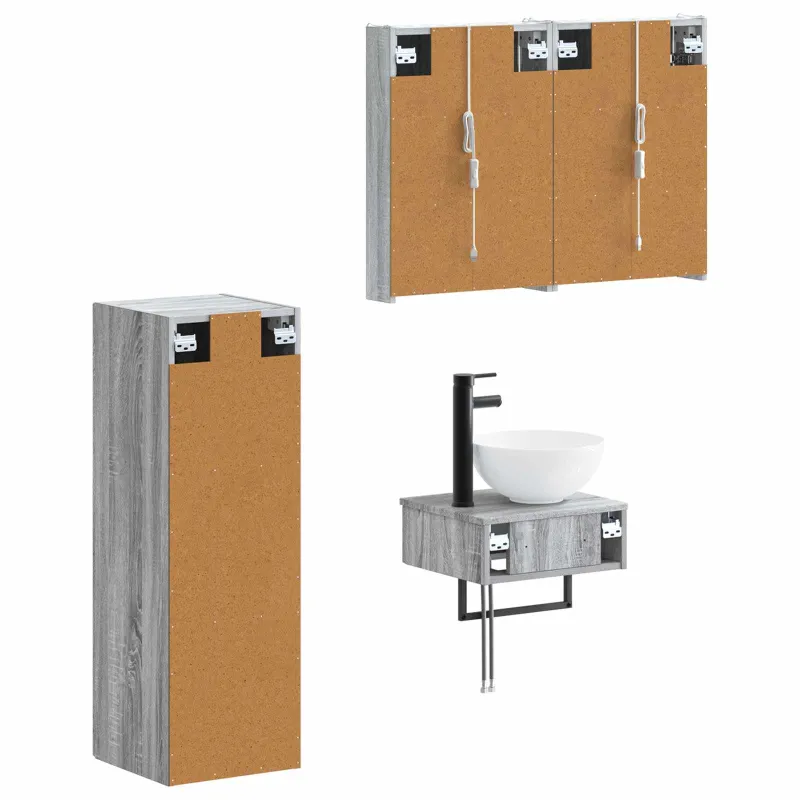 Vonios spintos komplektas 4 pcs Pilka Sonoma