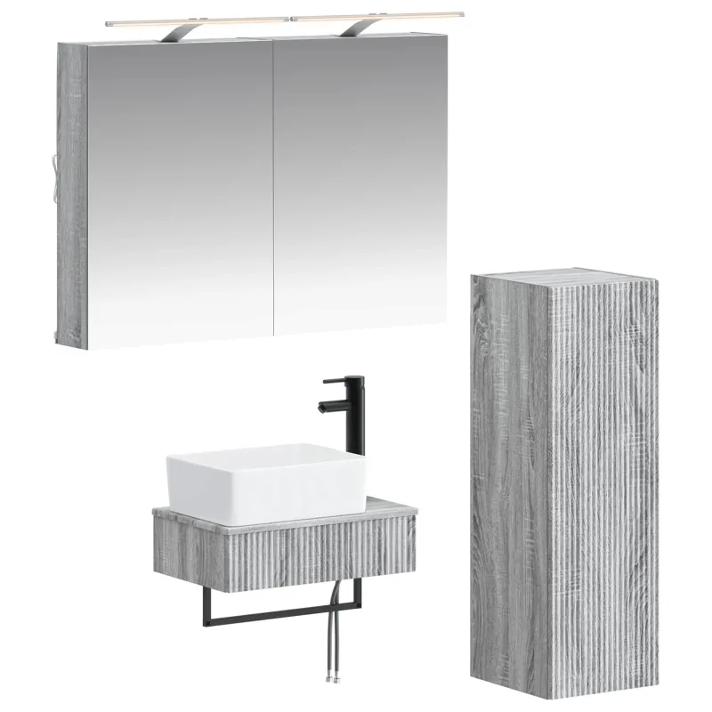 Vonios spintos komplektas 4 pcs Pilka Sonoma 50 x 14,5 x 70 cm