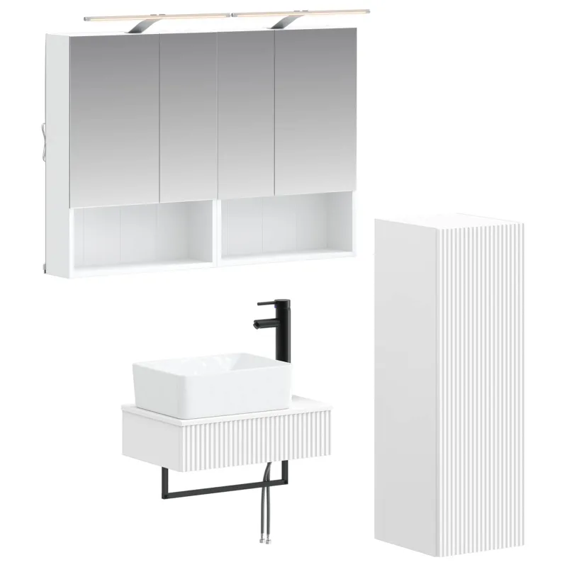 Vonios spintos komplektas 4 pcs Balta 50 x 14,5 x 70 cm