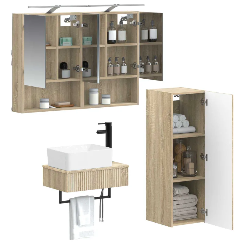 Vonios spintos komplektas 4 pcs Sonoma ąžuolas