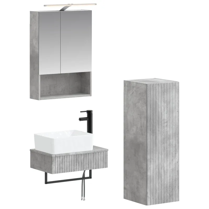 Vonios spintos komplektas 4 pcs Betono pilka 50 x 14,5 x 70 cm