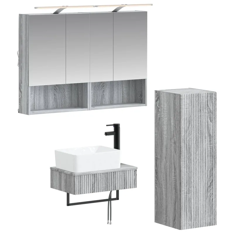 Vonios spintos komplektas 4 pcs Pilka Sonoma 50 x 14,5 x 70 cm
