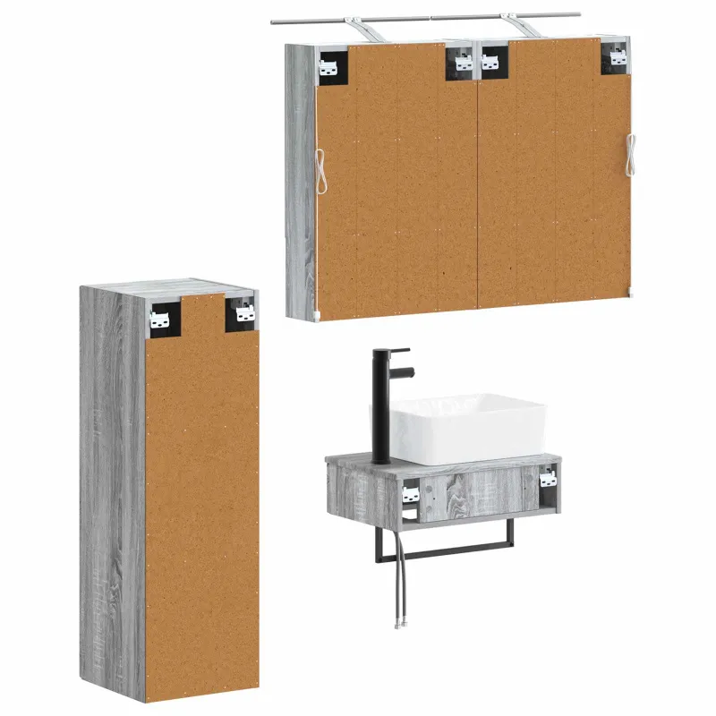 Vonios spintos komplektas 4 pcs Pilka Sonoma 50 x 14,5 x 70 cm