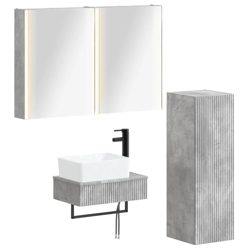 Vonios baldų rinkinys 4 pcs Betono pilka