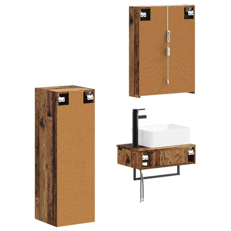 Vonios baldų rinkinys 4 pcs Sendintos medienos