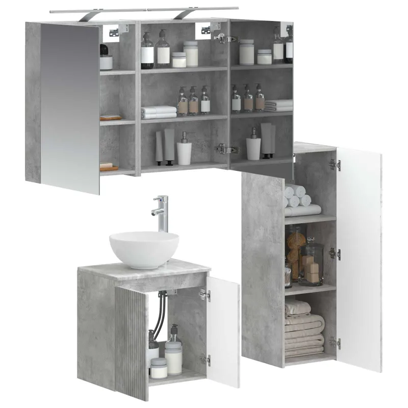 Vonios baldų rinkinys 4 pcs Betono pilka