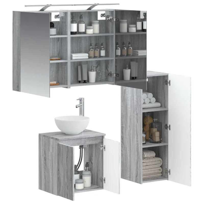 Vonios baldų rinkinys 4 pcs Pilka Sonoma