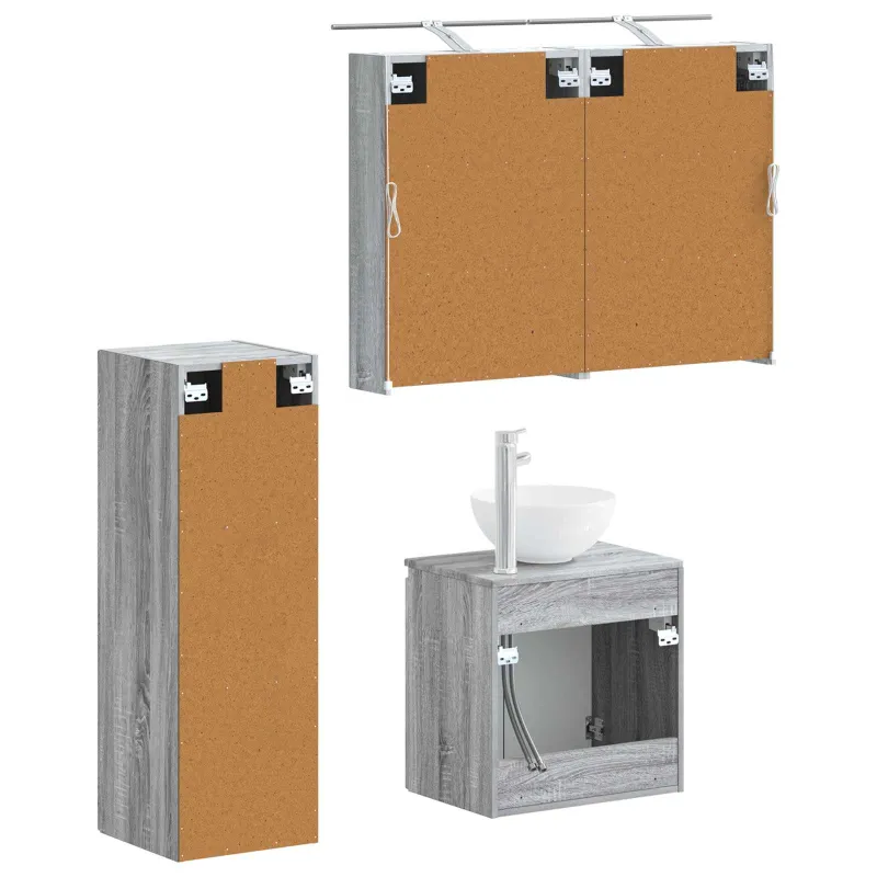 Vonios baldų rinkinys 4 pcs Pilka Sonoma