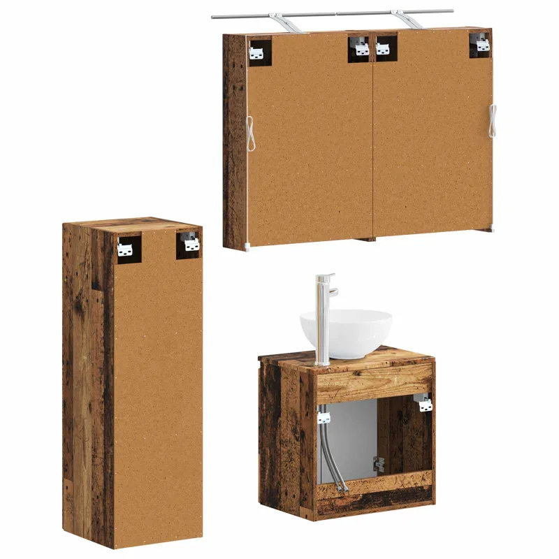 Vonios baldų rinkinys 4 pcs Sendintos medienos