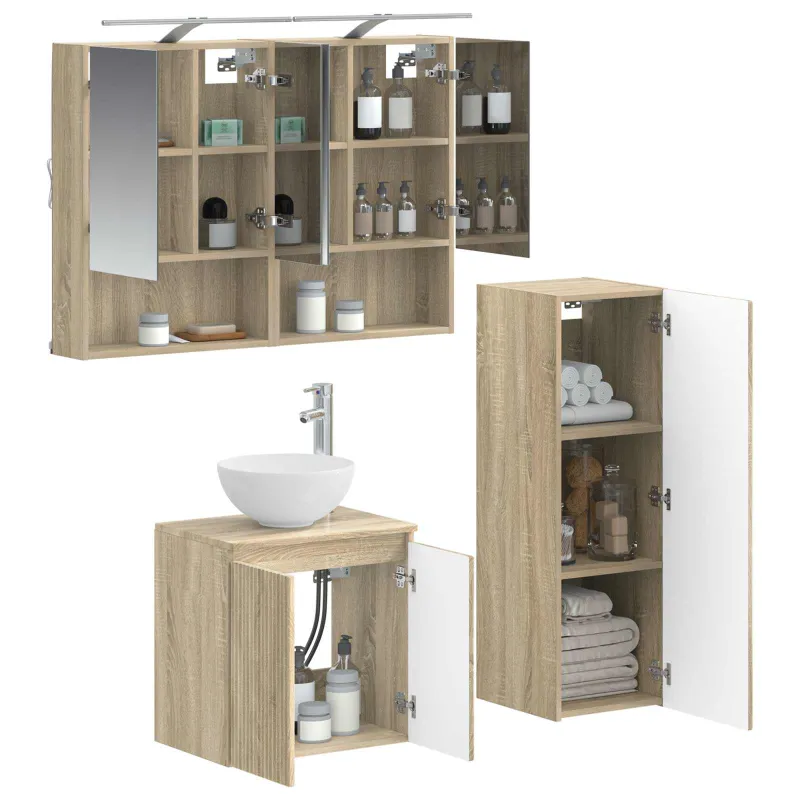 Vonios baldų rinkinys 4 pcs Sonoma ąžuolas