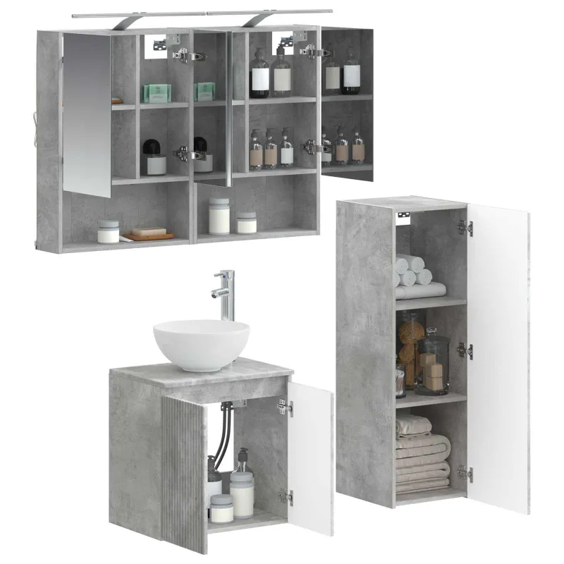 Vonios baldų rinkinys 4 pcs Betono pilka