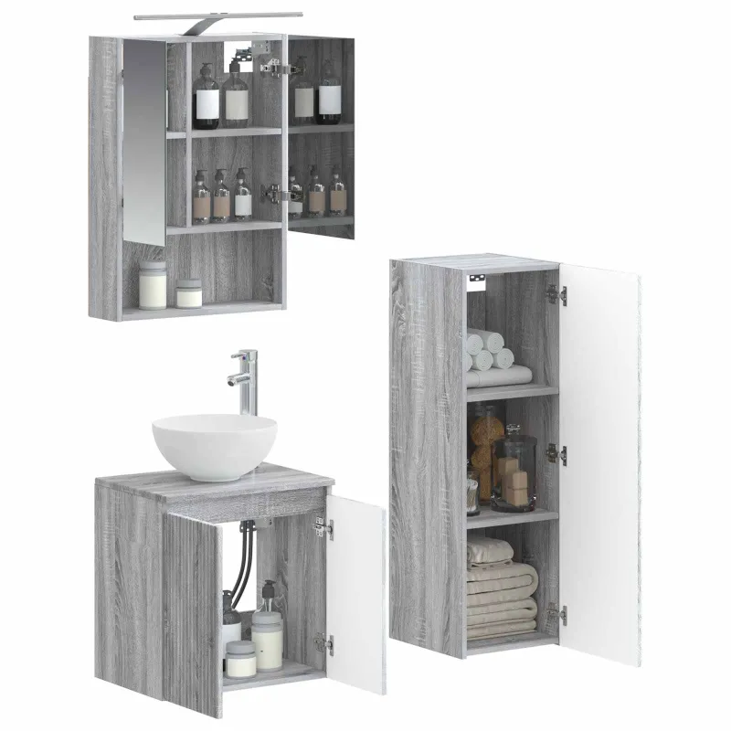Vonios baldų rinkinys 4 pcs Pilka Sonoma