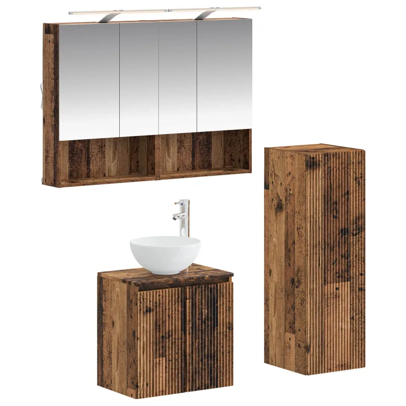 Vonios baldų rinkinys 4 pcs Sendintos medienos