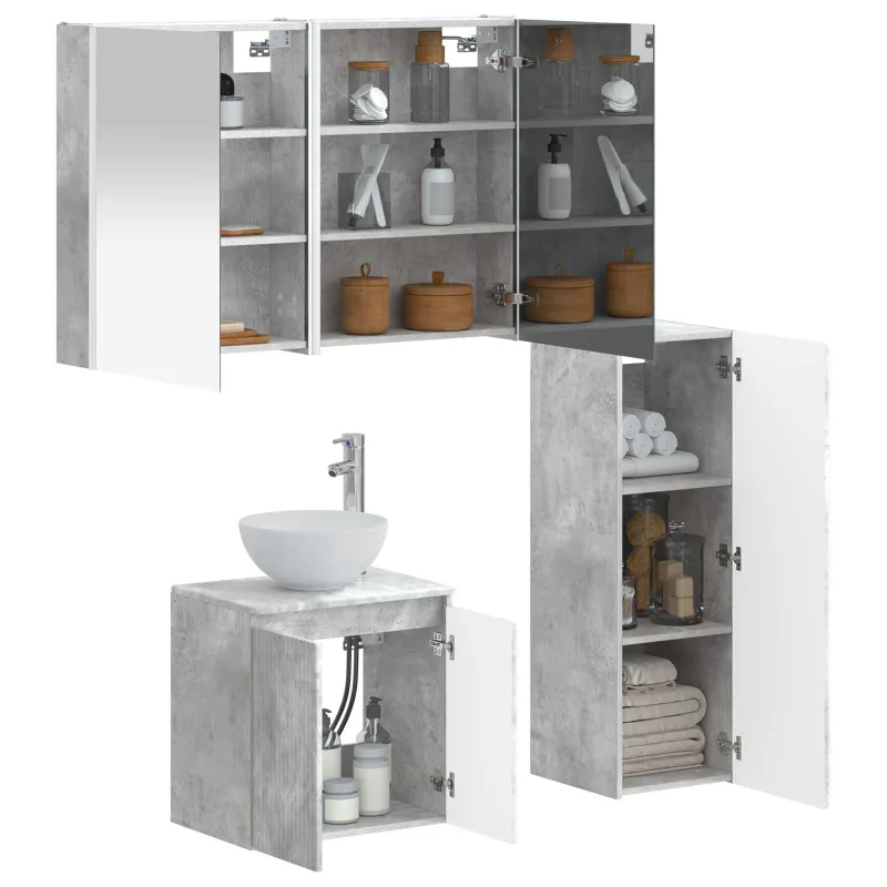 Vonios baldų rinkinys 4 pcs Betono pilka